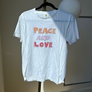 Peace and love Bella Freud anti war charity t-shirt top size small worn once